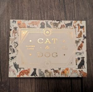 Cat & Dog Playing Cards Set - Gold and Cream
